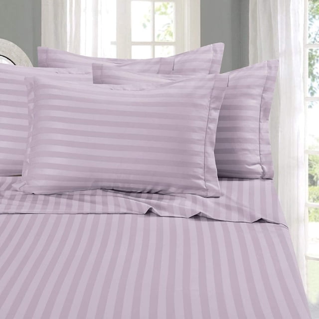 800 Thread Count 100% Egyptian Cotton 4-Piece Bed Sheet Set (1 Flat, 1 Fitted Sheet, 2 Pillow Covers) 27 Inches Deep Pocket Size Stripe Pattern
