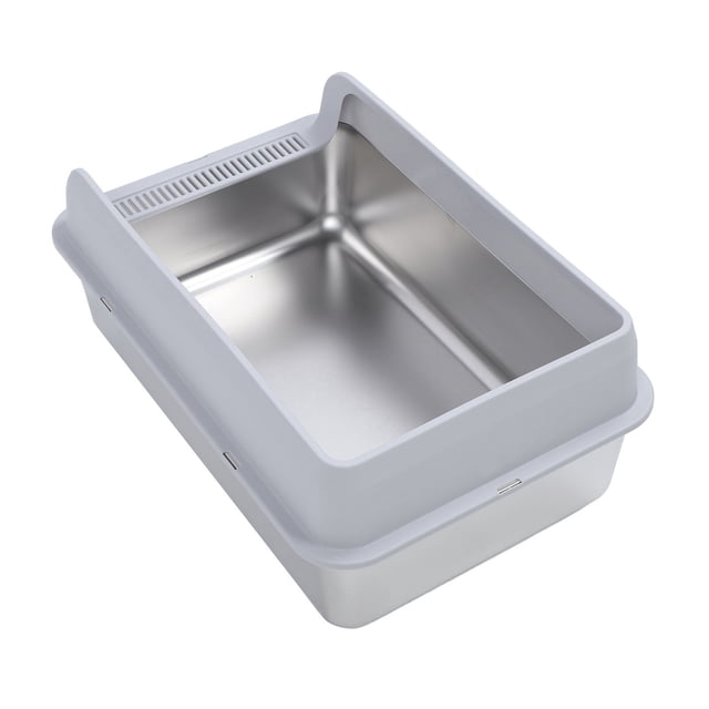 Stainless Steel Cat Litter Box, High Side Enclosed Metal Pet Litter Pan with Scoop, Non Stick Cat Litter Box Odor Control Easy Clean for Indoor Cats Kitty Litter Tray