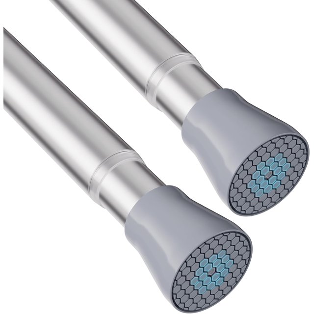 ZipGlo Tension Rods 30 to 64 Inches Tension Shower Rod 2pcs, Tension Curtain Rods Adjustable Curtain Rod Silver Tension Rod Spring Loaded Curtain Rods for Window