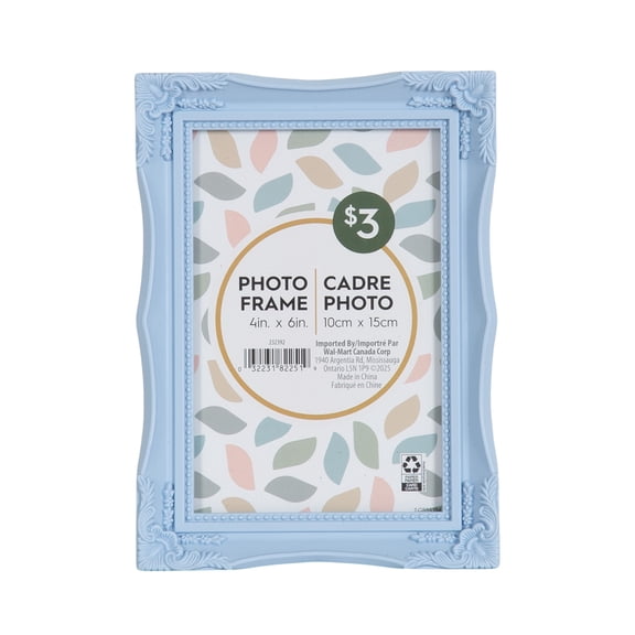 DesignOvation Pavella 4" x 6" Sky Blue Decorative Tabletop Picture Frame