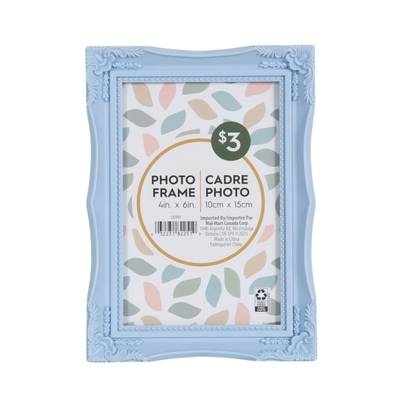 DesignOvation Pavella 4" x 6" Sky Blue Decorative Tabletop Picture Frame