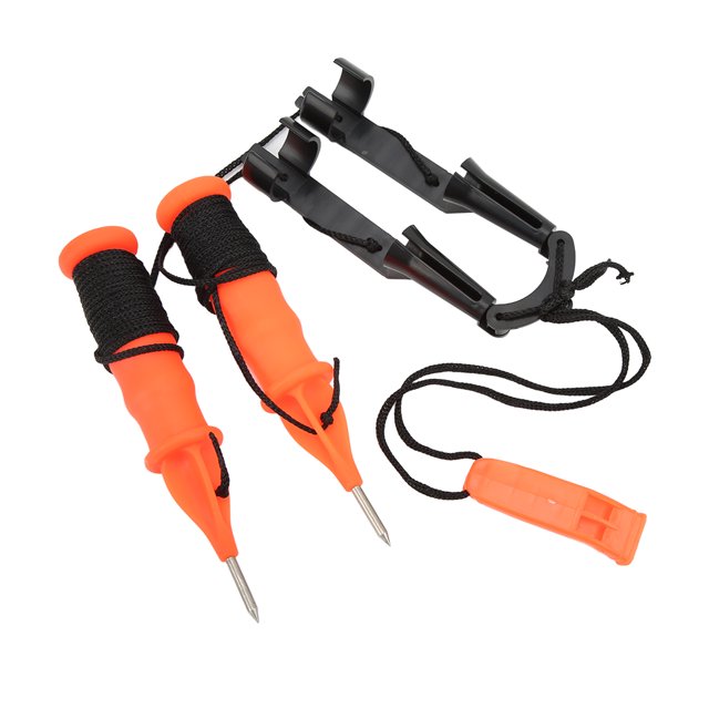 2 Pcs Pics à Glace avec Sifflet d'Urgence, Kit de Sécurité Compact et Durable, pour Matériel de Pêche