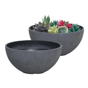 10" Oval Plant Pots, Set of 2 Plastic Planters with Drainage Hole
