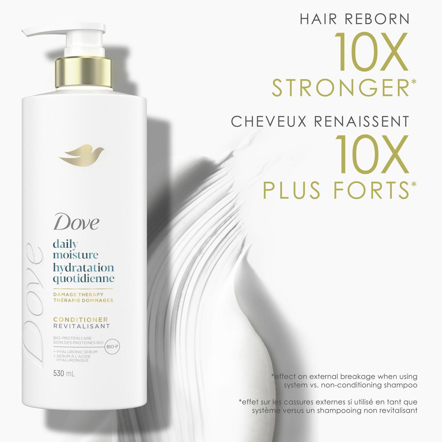 Dove Revitalisant Hydratation Quotidienne Soin des Protéines Bio + Acide Hyaluronique, 530 ml