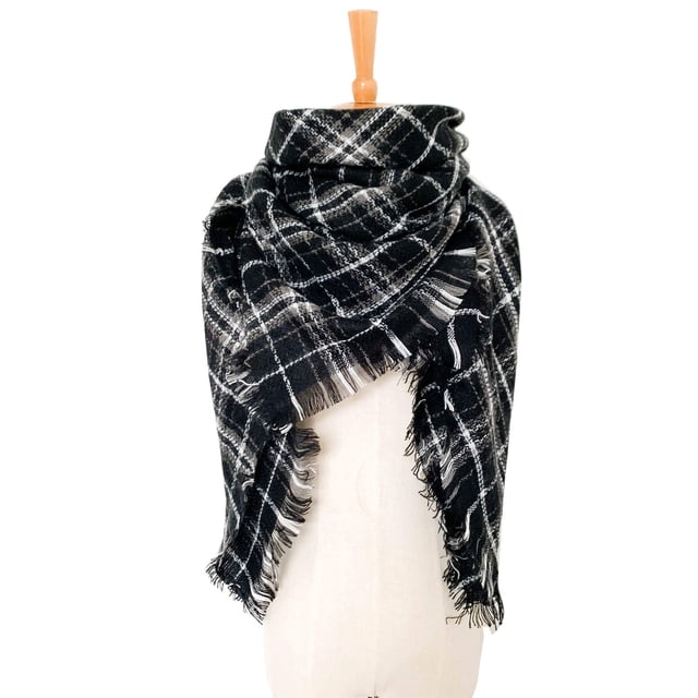 Dvkptbk Foulards pour Femmes Mode Hiver Femmes Foulard Colorée Décontractée Foulard Carrée à Franges Châle Vêtements en Liquidation