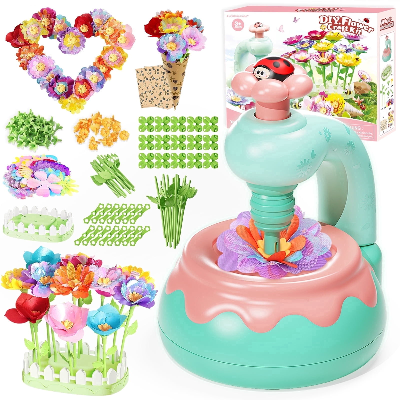 Flower Bouquet Making Kit for Kids – DIY Craft Toy with 120 Petals, 30 Centers, Stems & Wrapping Paper, Reusable Storage, Educational Arts & Crafts Activity Set