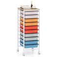 thumbnail image 1 of Costway 10-Drawer Rolling Art & Craft Storage Carts with Wooden Tabletop, Lockable Wheels, Metal Frame Natural + Macaron, 1 of 10
