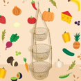 thumbnail image 2 of Fruit Vegetable Basket Fruit Hanger Storage Stand Kitchen Organizer - Golden, multi, 2 of 8