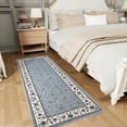 thumbnail image 3 of Garvee 2x6 Modern Bordered Runner Rugs Floral Print Rug, Ultra-Soft Low Pile Non Slip Carpet Washable Stain Resistant Rug for Hallway Kitchen Laundry Bedroom, Grey, 3 of 8