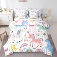 thumbnail image 1 of YST Unicorn Arc-en-Ciel Ensemble de Douillette 7 Pcs, Lit Simple, Thème Cheval Mignon et Rêveur, 1 of 5