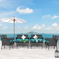 thumbnail image 1 of Costway 8PCS Patio Rattan Furniture Set Cushioned Sofa Coffee Table Backyard Turquoise, 1 of 10