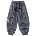 thumbnail image 2 of Pantalons pour Filles Taille Haute Décontractée avec Cordon de Serrage Poches Cargo pour Enfants, 2 of 6