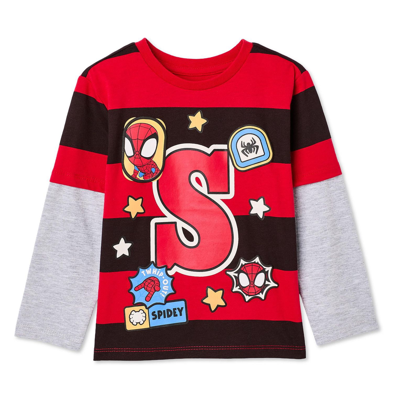 T-shirt trompe-l’œil à manches longues Spidey et ses amis extraordinaires Marvel pour petits garçons