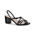 thumbnail image 1 of BLISSFUL STEP Women's Solid Color Strappy Slingback Block High Heels Sandals Black 9, 1 of 8