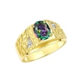 thumbnail image 4 of RYLOS Men's Rings Yellow Gold Plated Silver Designer Nugget Ring Oval 9X7MM Gemstone &  Diamonds  Alexandrite Birthstone Rings For Man Size 8, 4 of 7