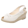 thumbnail image 1 of DPTALR Sandales à Talons Hauts pour Femmes en Lin et Paille, Pantoufles Décontractées en Toile, 1 of 4