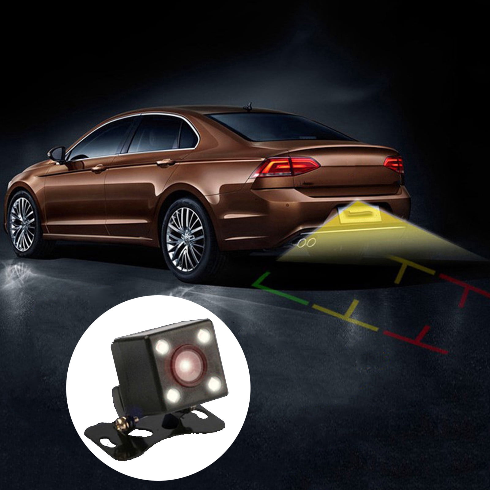 Dvkptbk Dash Cam Car HD Rear View Camera Reversing Image Night Vision Waterproof LED Car Camera 170 Degrees Wide Angle Night Light 4 Lights Rear View - Summer Savings Clearance on Clearance