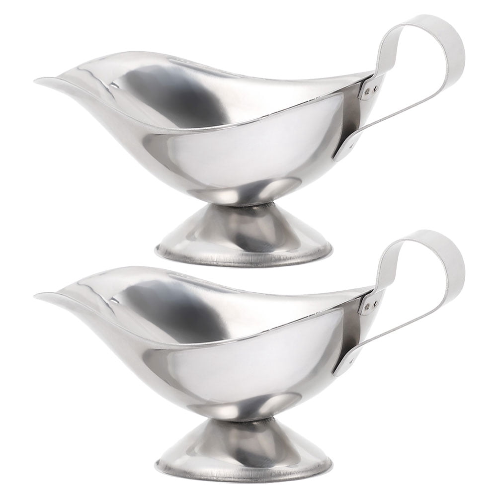 Shisuyan 2pcs Stainless Steel Gravy Boat 5oz Condiment Bowl Gravy Dispenser Sauce Container Pitcher