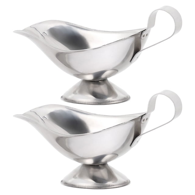 Shisuyan 2pcs Stainless Steel Gravy Boat 5oz Condiment Bowl Gravy Dispenser Sauce Container Pitcher
