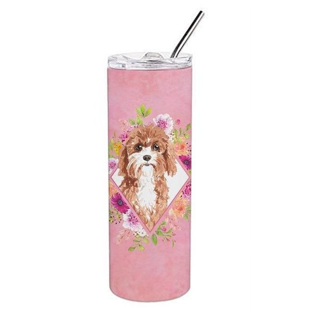 Carolines Treasures CK4247TBL20 Gobelet Mince en Acier Inoxydable à Double Paroi de 20 oz à Fleurs Roses de Cavapoo