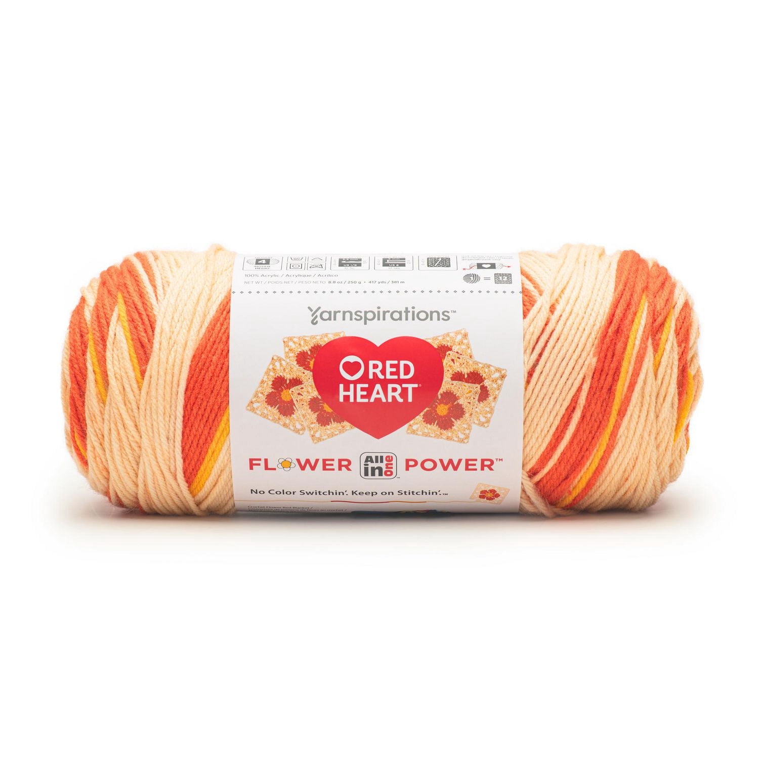 Red Heart® All In One Flower Power™ Fil acrylique peigné n° 4 (moyen), 8,8 oz/250 g, 417 yards
