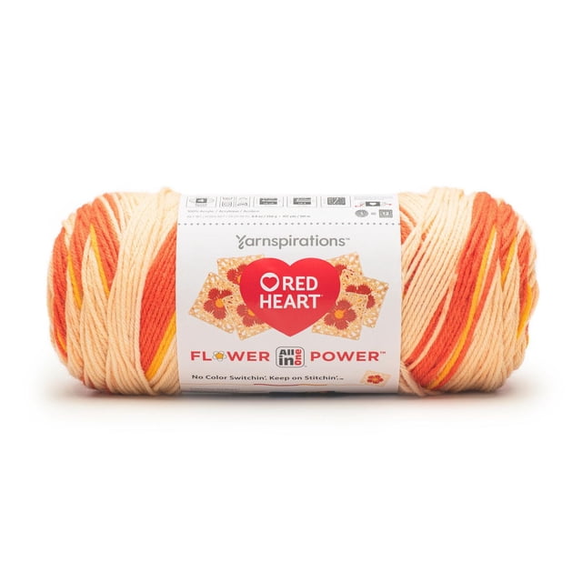 Red Heart® All In One Flower Power™ #4 Worsted (Medium) Acrylic Yarn, 8.8oz/250g 417 Yards