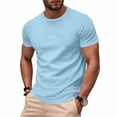 thumbnail image 2 of Yuyuzo Mens T-Shirts Casual Summer Short Sleeve Loose Fitted Solid Color Outdoor Running Sports Tees Plus Size Tops, 2 of 7