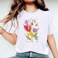 thumbnail image 5 of RKSTN Hauts d'Été pour Femmes 2024 Décontractés Coupe Ample Polyvalents T-Shirts Graphiques Mode à Imprimé Floral Respirants Manches Courtes Col Rond T-shirt Blouses, Cadeaux de la Fête des Mères, 5 of 5