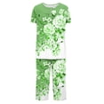 thumbnail image 5 of Ensembles pour Femmes Liquidation d'Été Ensemble de Pyjama à Manches Courtes pour Femmes 2 Pcs Ensemble de Nuit d'Été Imprimé Floral Boutons Col Ras du Cou Pantacourt Ensembles de Pjs Ensembles de Pyjama Mignons pour Femmes Nouveau Vert m, 5 of 5