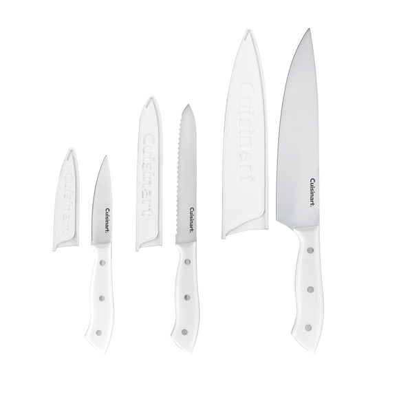 Set de 3 couteaux blancs Cuisinart avec protections de lame