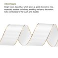 thumbnail image 3 of Unique Bargains 1 1/2 Inch 25 Yard Wide Satin Ribbon with Gold Edges Grosgrain Fabric Ribbon for Gift Wrapping, White, 3 of 7