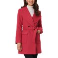 thumbnail image 1 of INSPIRE CHIC Manteau Long Élégant pour Femme à Col Châle, Revers, Ceinturé, Rouge, TG, 1 of 5