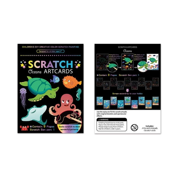 Scratch Paper Art, Colorful Drawing Art Book With 1 Scratch Pen For Birthday Christmas Party Games Kits