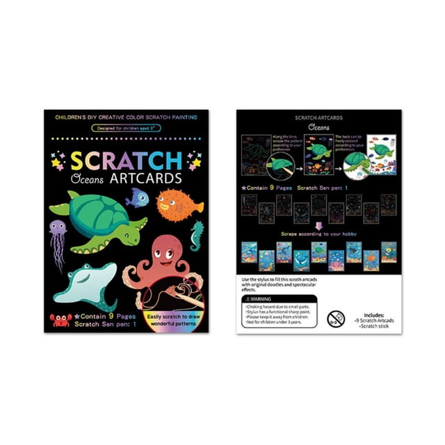 Scratch Paper Art, Colorful Drawing Art Book With 1 Scratch Pen For Birthday Christmas Party Games Kits