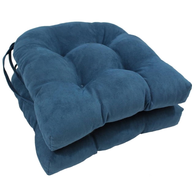 16-inch Solid Microsuede U-shaped Tufted Chair Cushions (Set of 2)