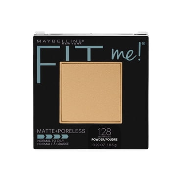 Poudre Fit Me Matte + Poreless Maybelline New York, Poudre visage compacte avec contrôle de la brillance longue durée, Pour peaux normales à grasses, Chair moyen, 128