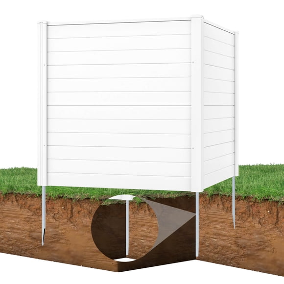 Costway Outdoor 48"L x 48"H PVC Privacy Fence Panels with Metal Ground Stakes White