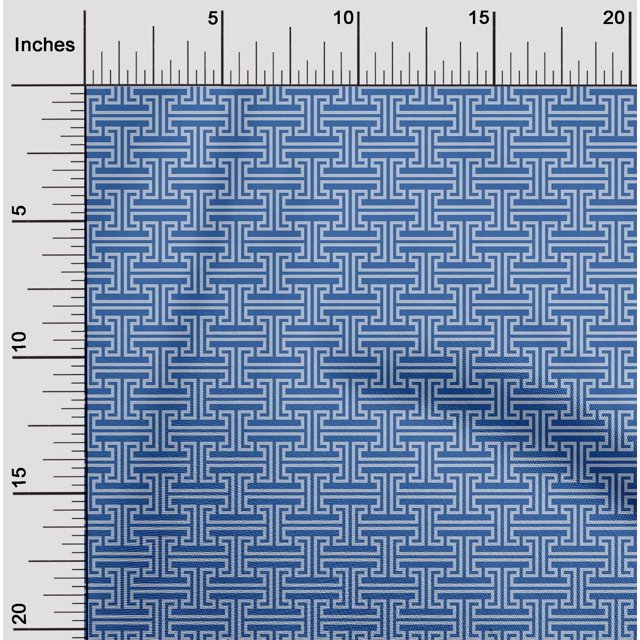 oneOone Cotton Silk Fabric Greek Key Geometric Print Sewing Fabric BTY 42 Inches Wide