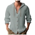 thumbnail image 1 of Chemise à Manches Longues pour Homme, Décontractée, Unie, Cardigan de Vacances, Chemises à Capuche, Hauts, 1 of 5