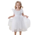 thumbnail image 3 of Elegant Girls Dresses Backless Tutu Ruffle Short Sleeve Square Neck Design for Kids Wedding and Special Events Clothing, 3 of 3