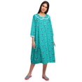 thumbnail image 2 of Moomaya Chemise de Nuit en Coton pour Femmes Imprimée à Col Rond avec Patte de Boutonnage, 2 of 6