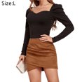 thumbnail image 2 of Women's High Waist Mini Bodycon Skirt,khaki,L, 2 of 6