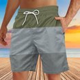 thumbnail image 3 of Plebaso Men's Beach Shorts Color Block Drawstring Casual Shorts Trendy Summer Vacation Shorts for Men, 3 of 4