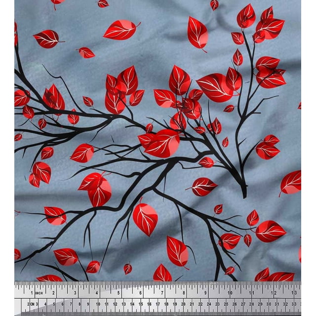 Soimoi Brown polyester Crepe Fabric Flying Woodpecker Bird Printed Fabric 1 Yard 52 Inch Wide