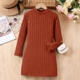 thumbnail image 5 of HXWCHs Robe Ceinturée Filles Coupe Ajustée Robe Moulante Hiver Chaude Extensible Col Roulé Manches Longues Tenue Décontractée pour Tout-Petits et Enfants avec Bronze Doux 8-9 Ans, 5 of 5