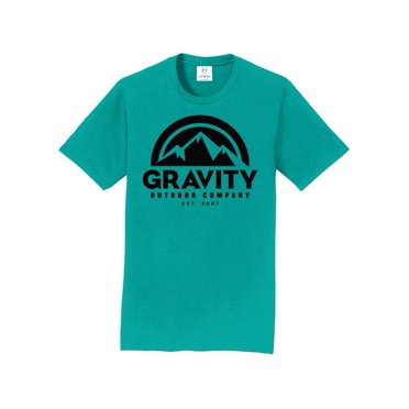 Gravity Outdoor Co. T-Shirt à Manches Courtes - Sarcelle - Logo Noir - 2TG