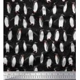 thumbnail image 1 of Soimoi Black Poly Georgette Fabric Penguin Ocean Print Fabric by the Yard 52 Inch Wide, 1 of 3