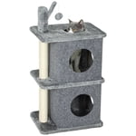 PawHut 31.5" Cat Tower with 2 Condos, Multi-Level Cat Tree for Kittens