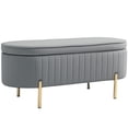 thumbnail image 1 of HOMCOM Banc de Chambre Rembourré, Banc Ottoman Capitonné à Canaux, Gris, 1 of 10