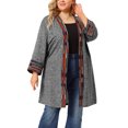 thumbnail image 1 of GRACE & GRANDEUR Women's Plus Size Fall Kimono Boho Open Front Midi Cardigan, 1 of 7